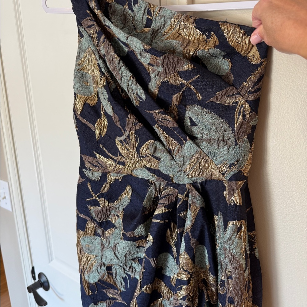Adrianna Papell One-Shoulder Jacquard Evening Gown - Picture 7 of 10